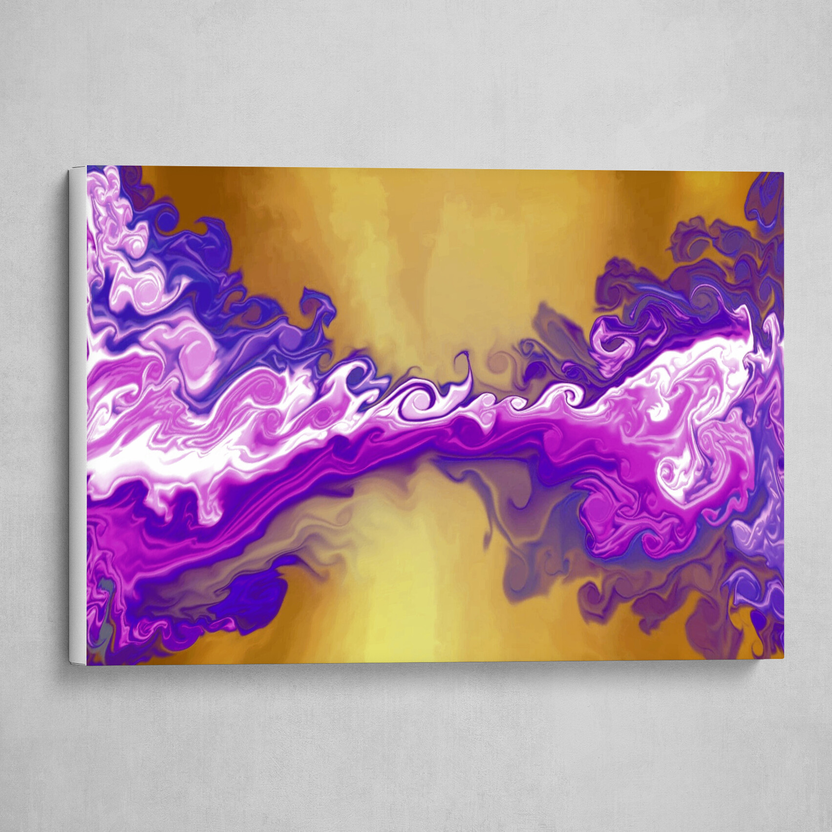Purple and Gold fluid pour abstract art 3
