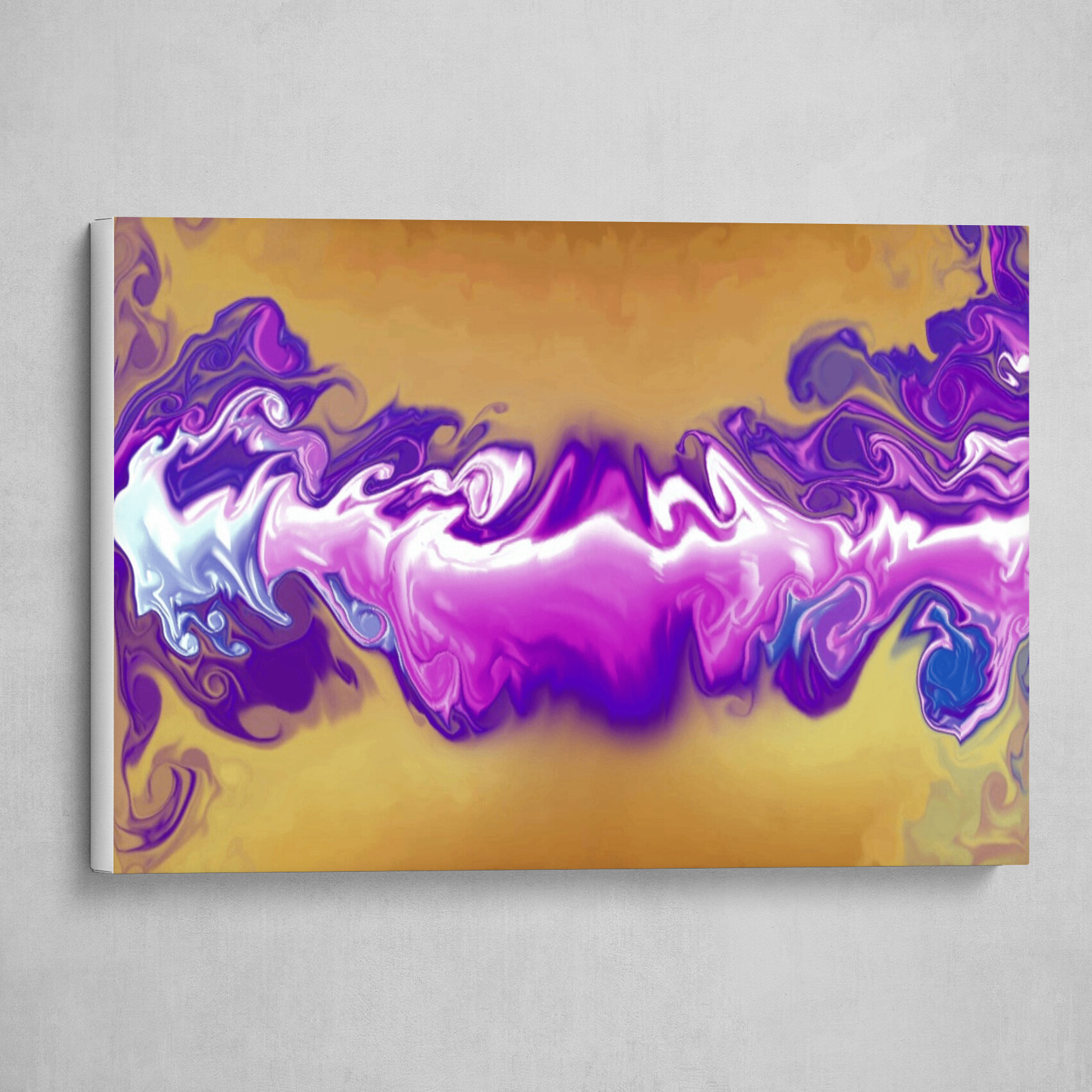 Purple and Gold fluid pour abstract art 5