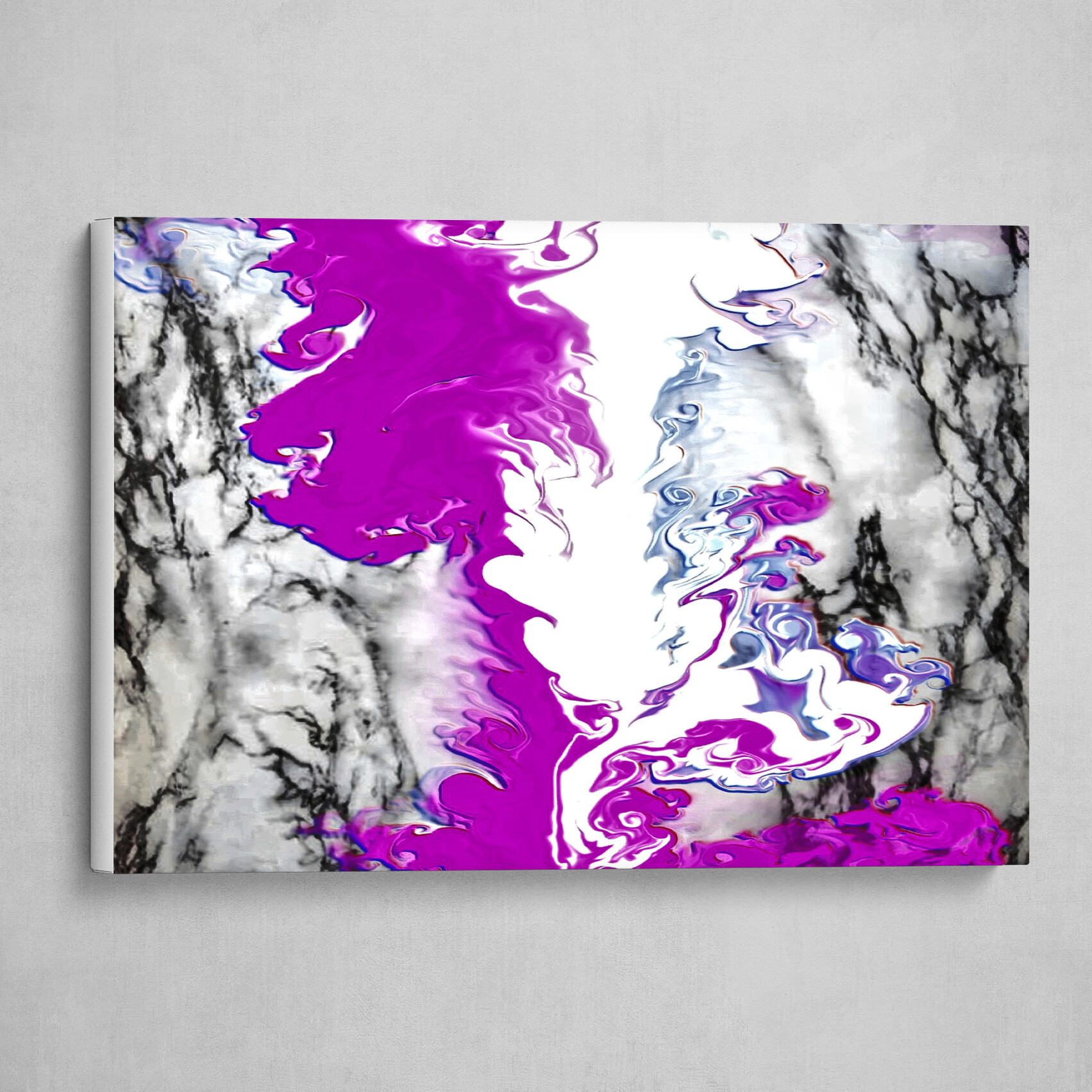 Purple and White Marble fluid pour abstract art 1