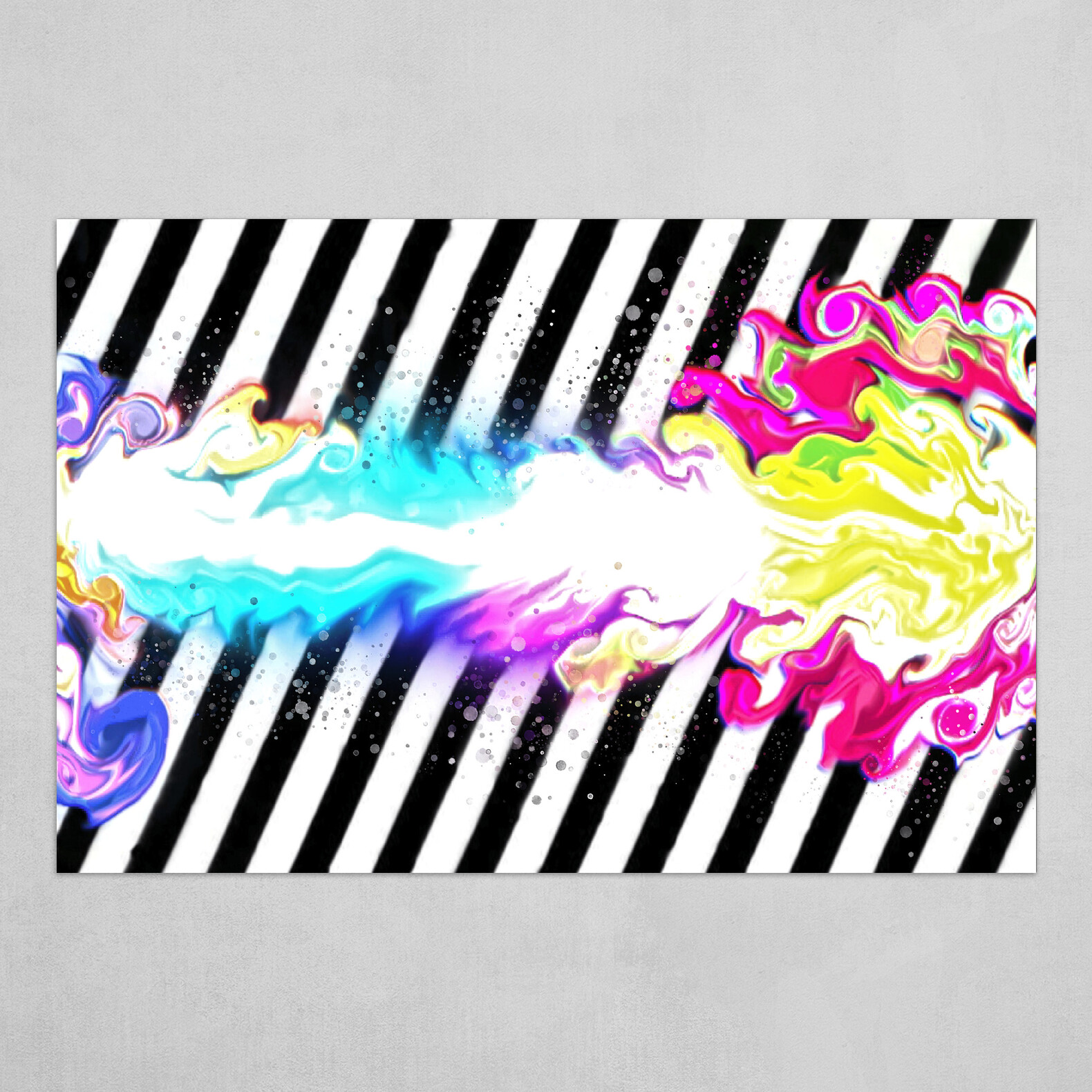 Multicolor fluid pour striped abstract art 1