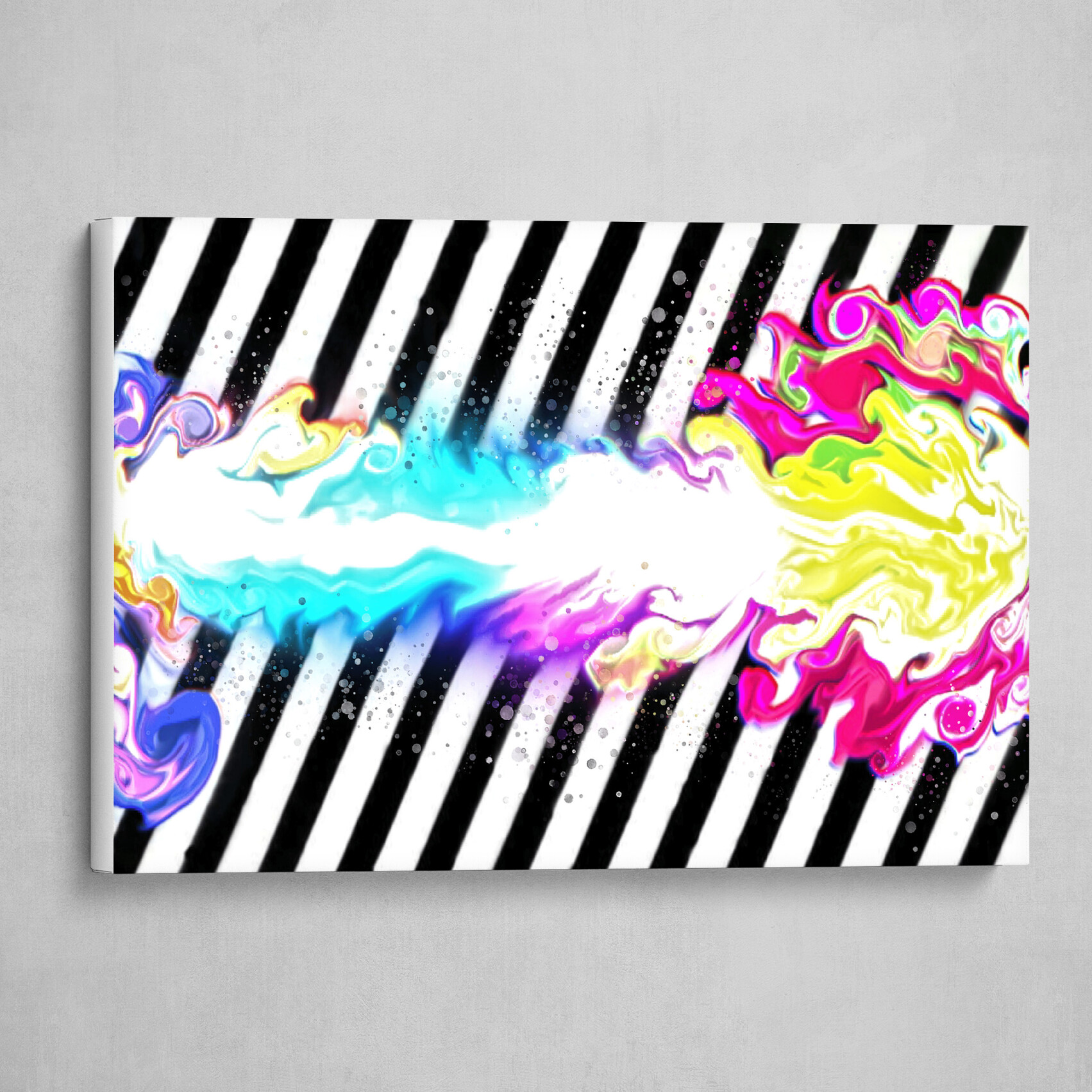 Multicolor fluid pour striped abstract art 1