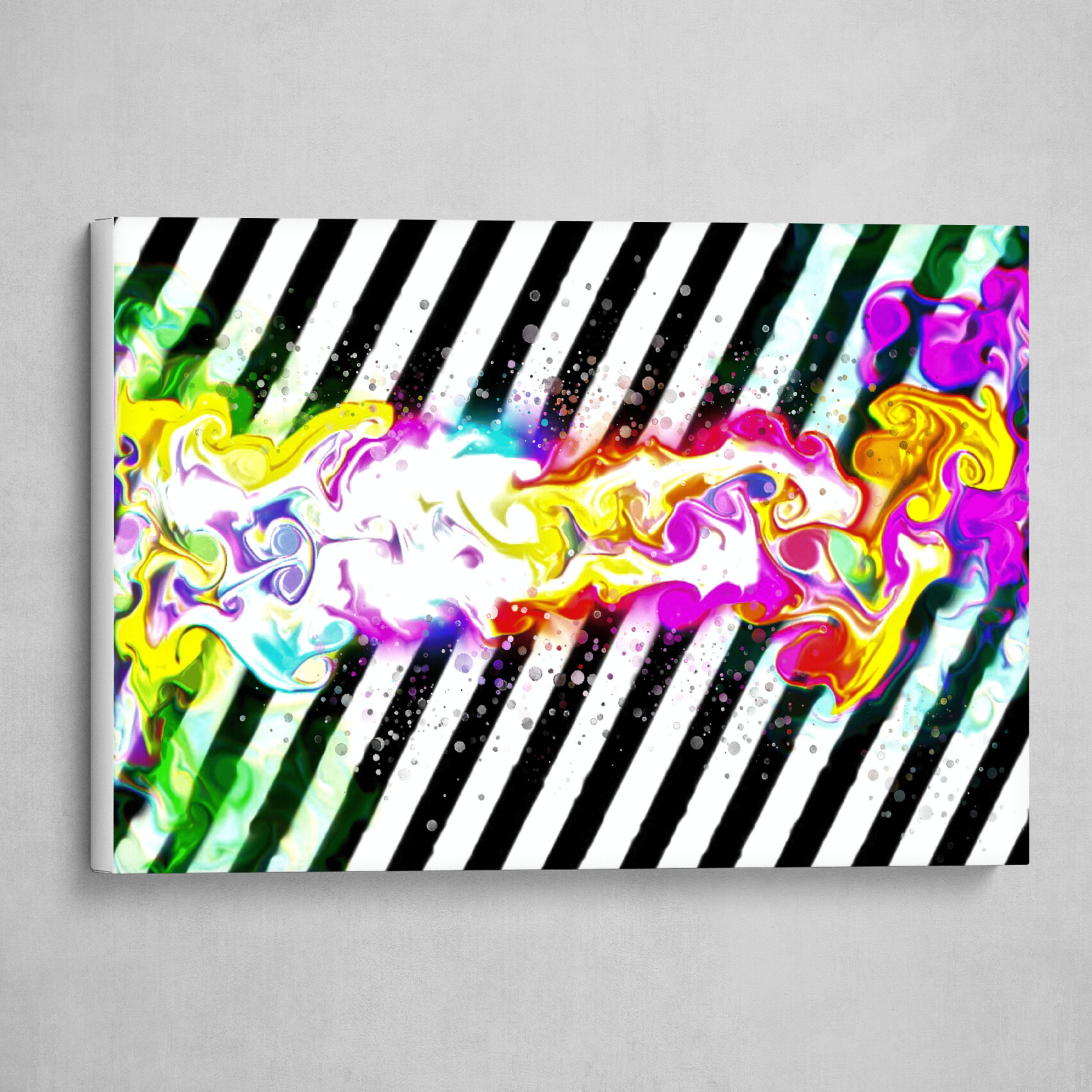 Multicolor fluid pour striped abstract art 3