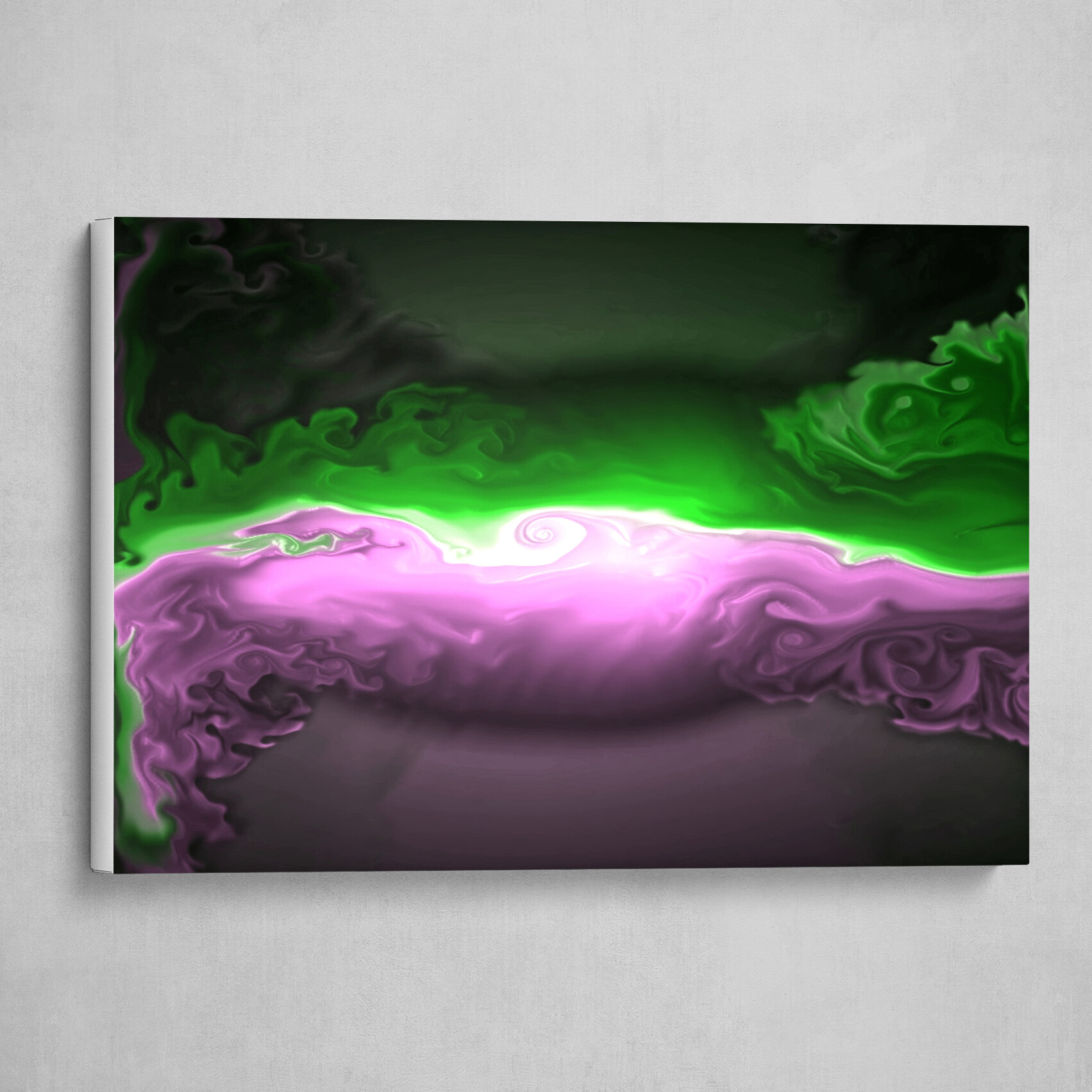 Purple and Green fluid pour abstract art 2