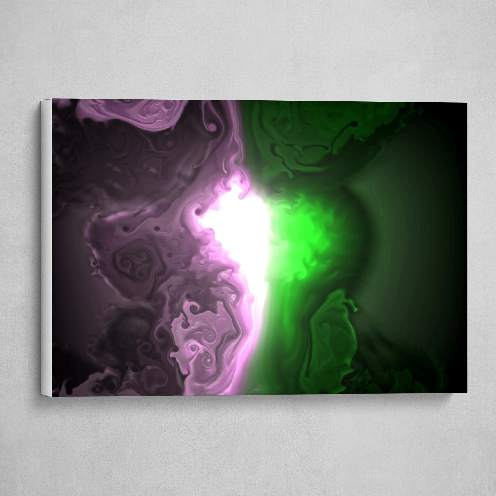 Purple and Green fluid pour abstract art 4