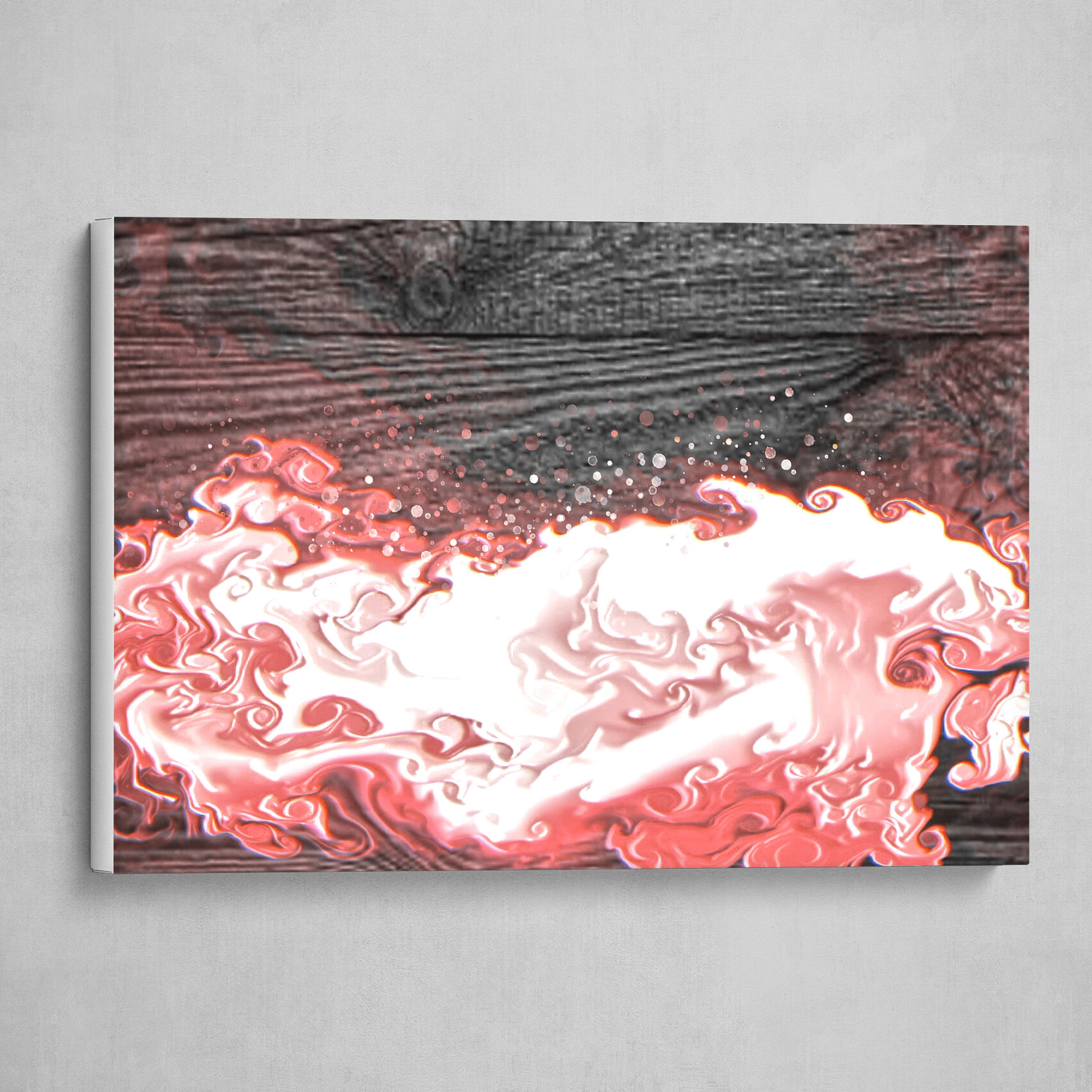 Pink and White fluid pour Blackwood abstract art 1