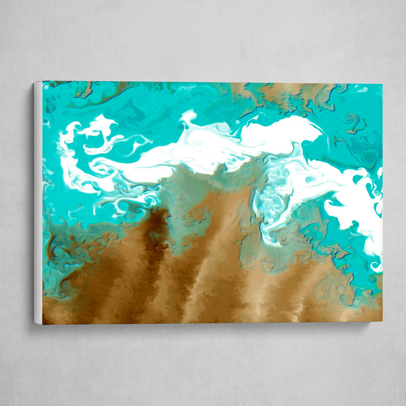 Blue and White fluid pour Beach abstract art 1