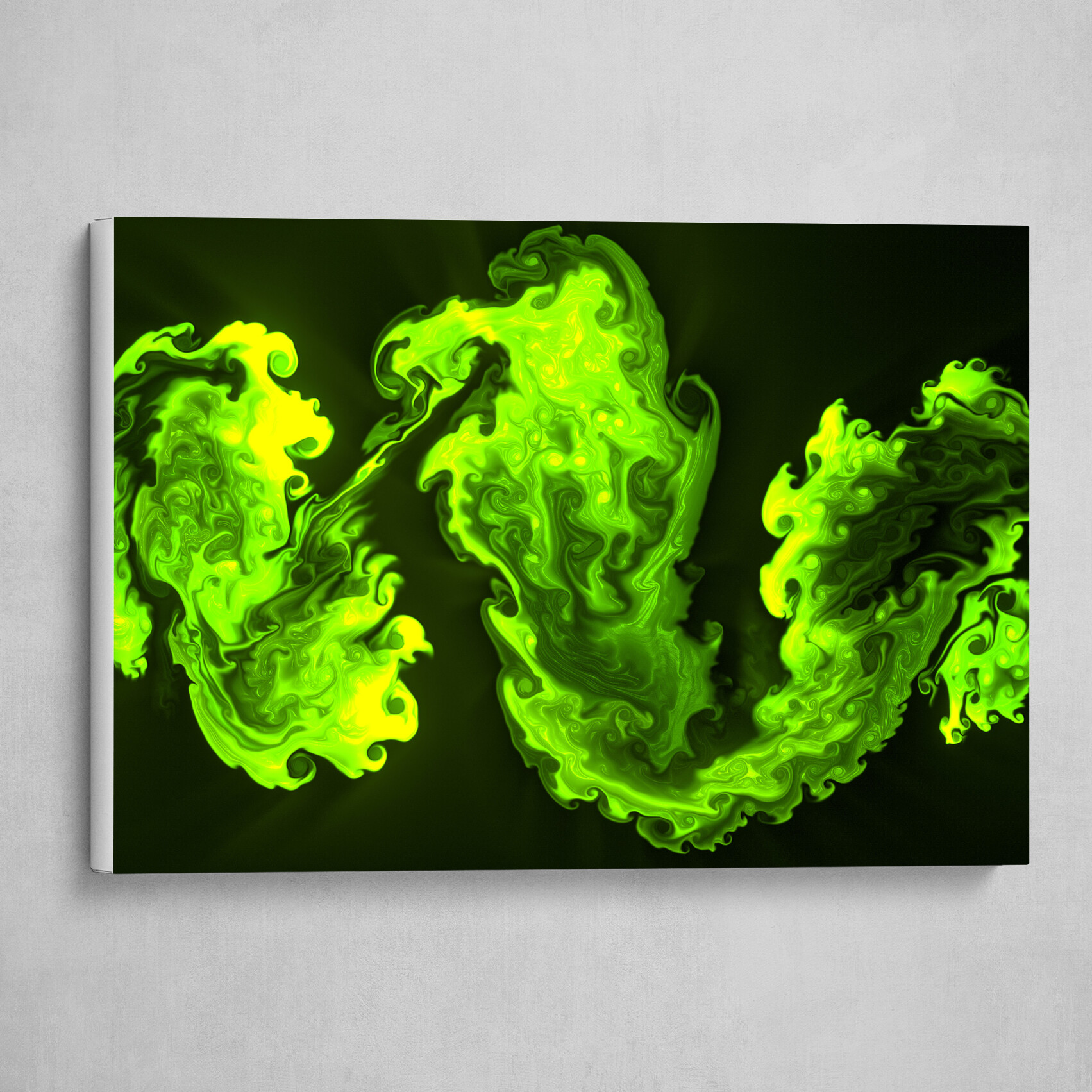 Green and Black fluid pour abstract art 4