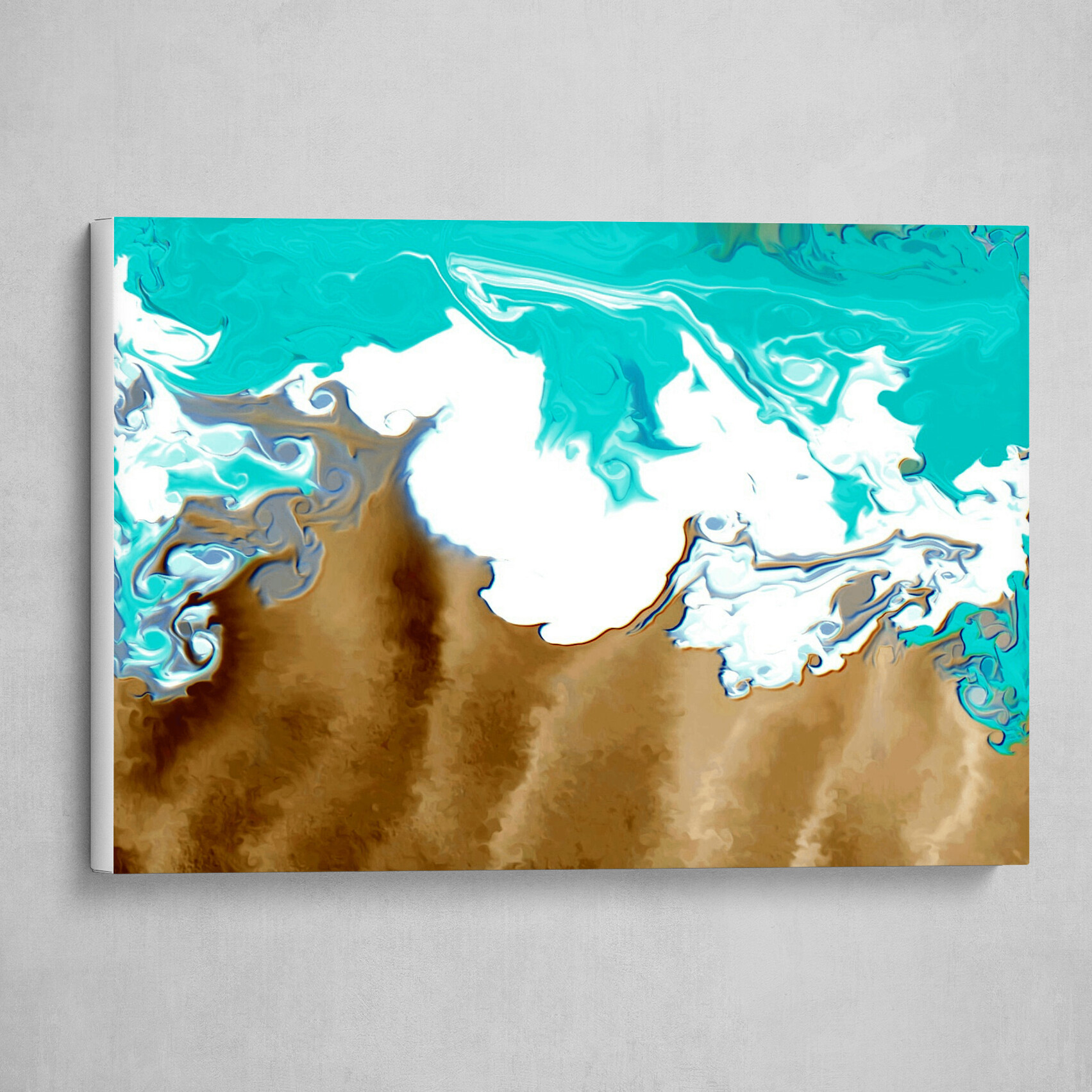 Blue and White fluid pour Beach abstract art 3