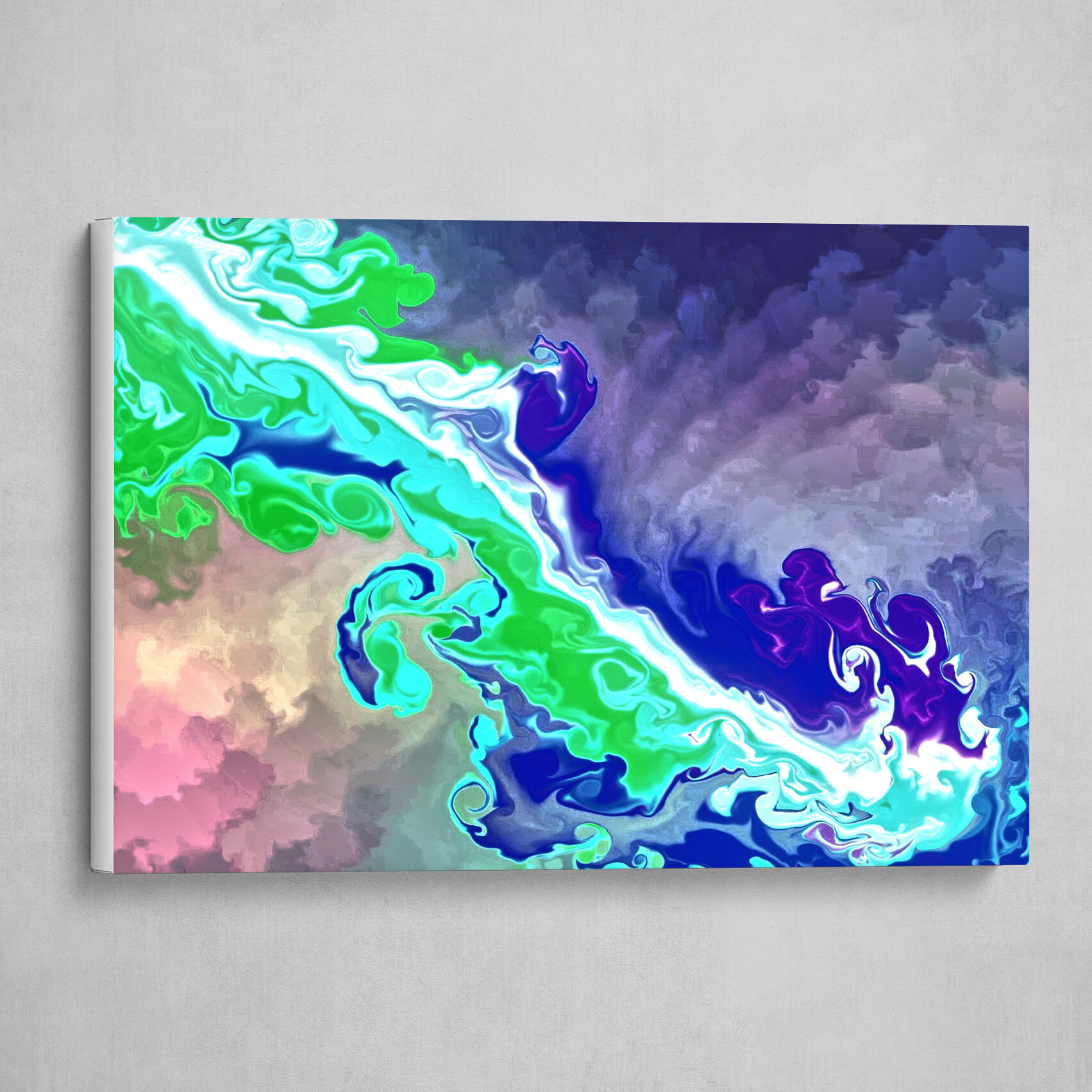 Purple Blue and Green fluid pour abstract art 2