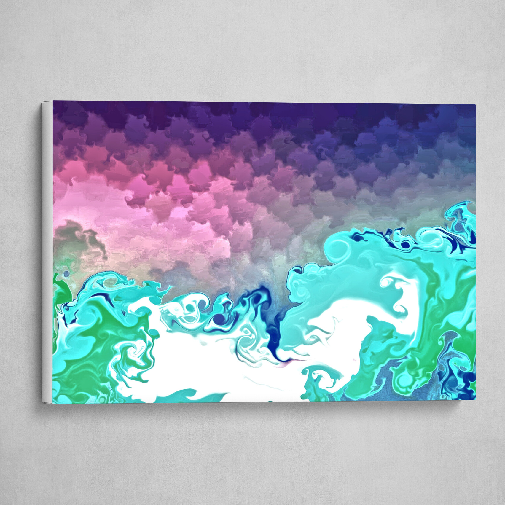 Purple Blue and Green fluid pour abstract art 4