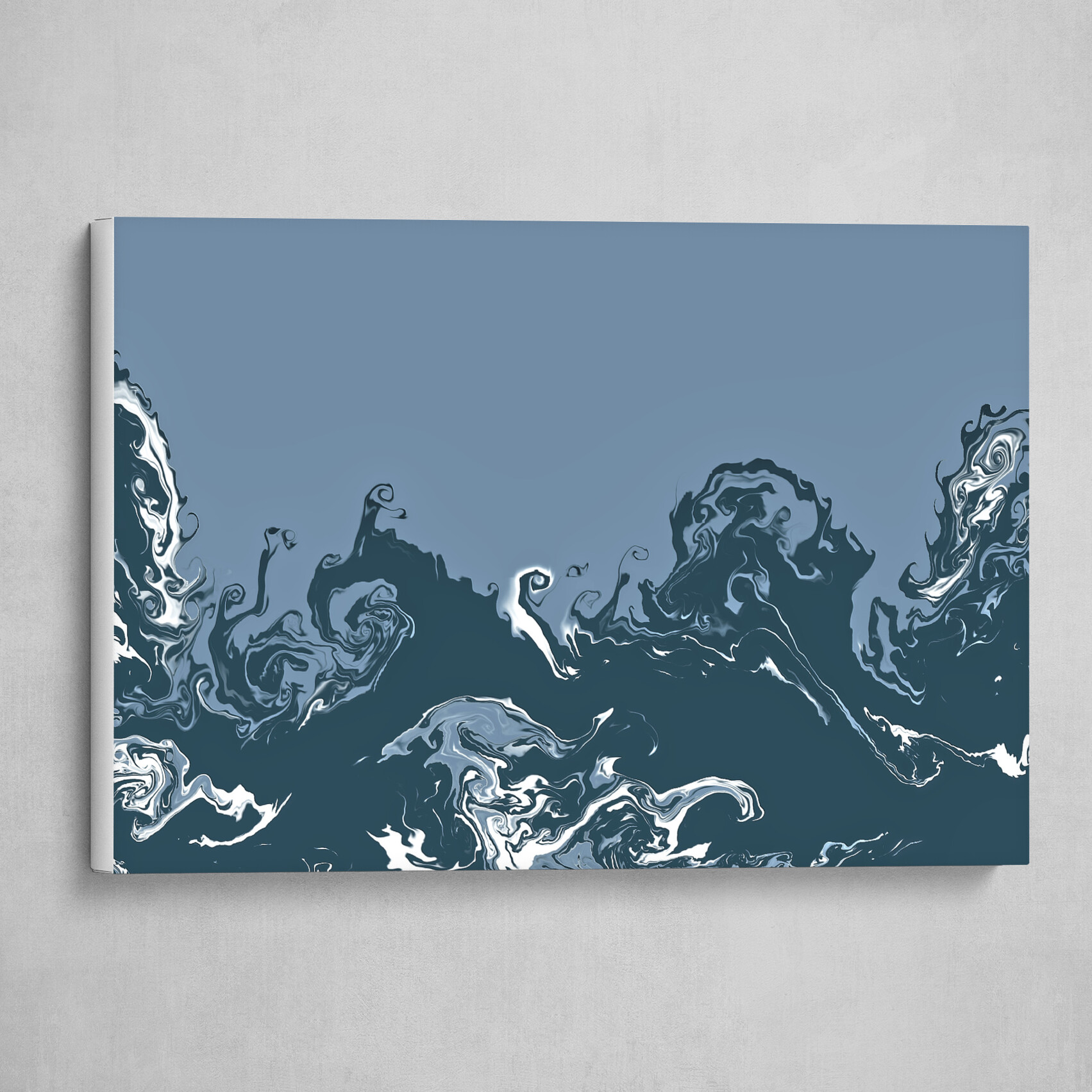 Dark Blue and White fluid pour abstract art 1