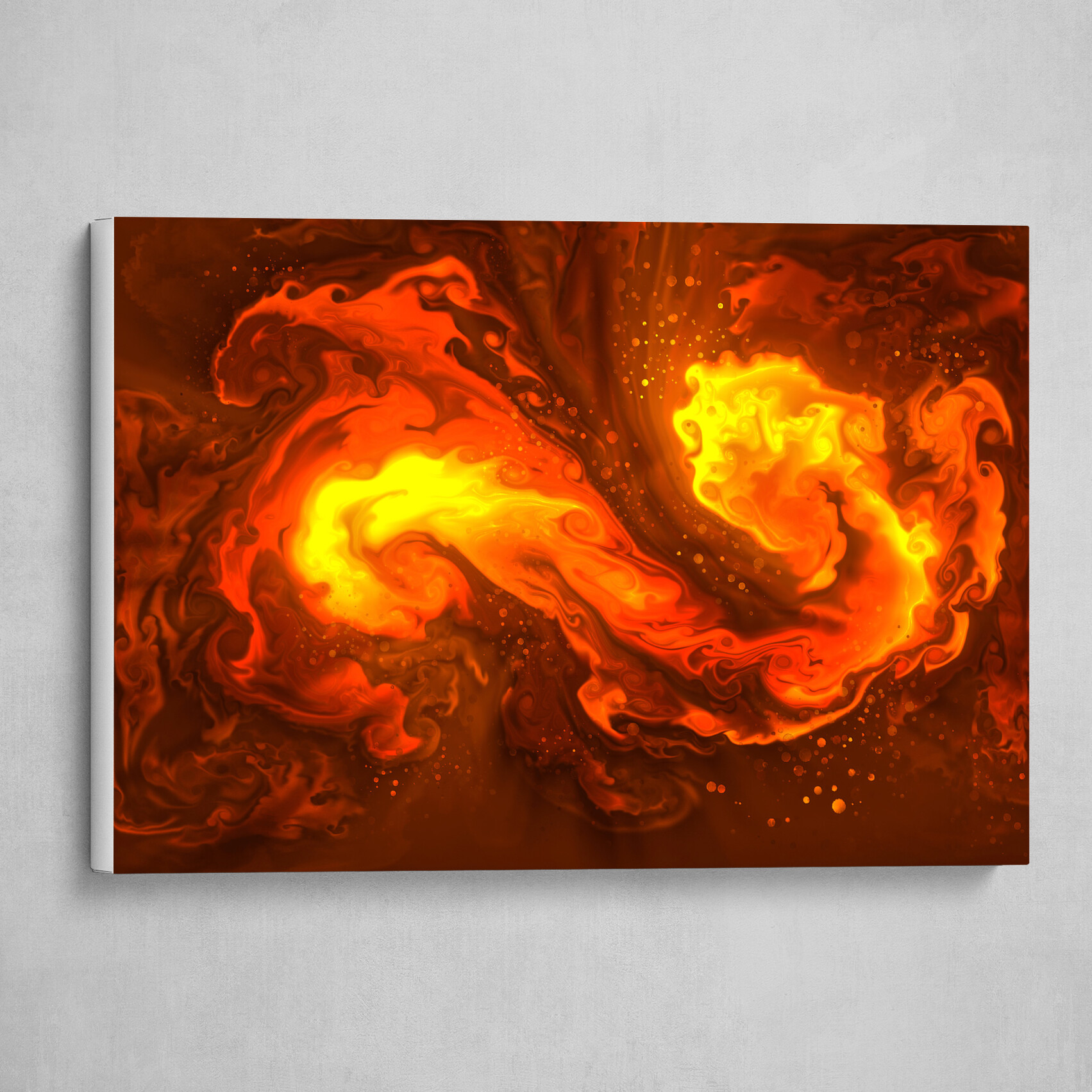 Orange fluid pour abstract art 5