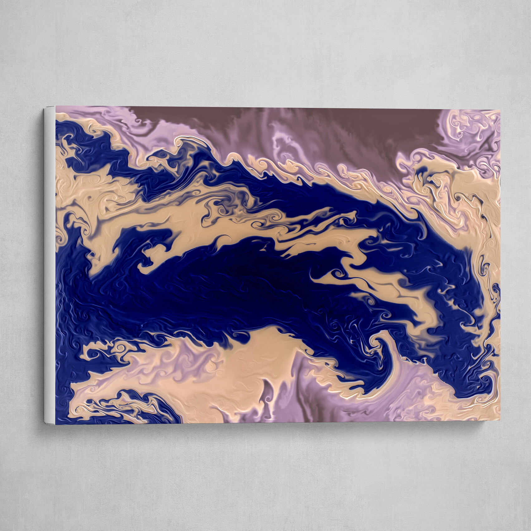 Purple Blue and Tan fluid pour abstract art 1
