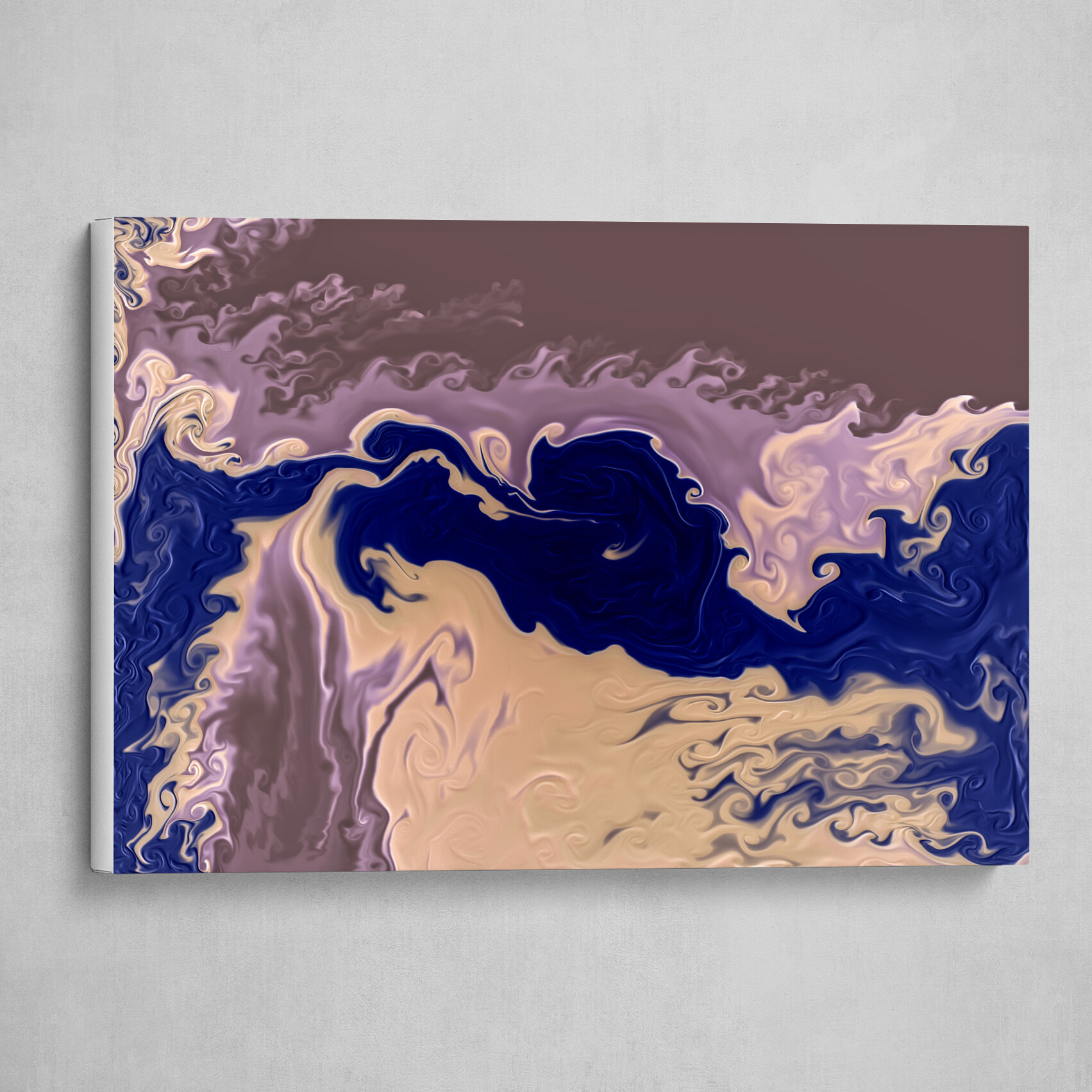 Purple Blue and Tan fluid pour abstract art 5