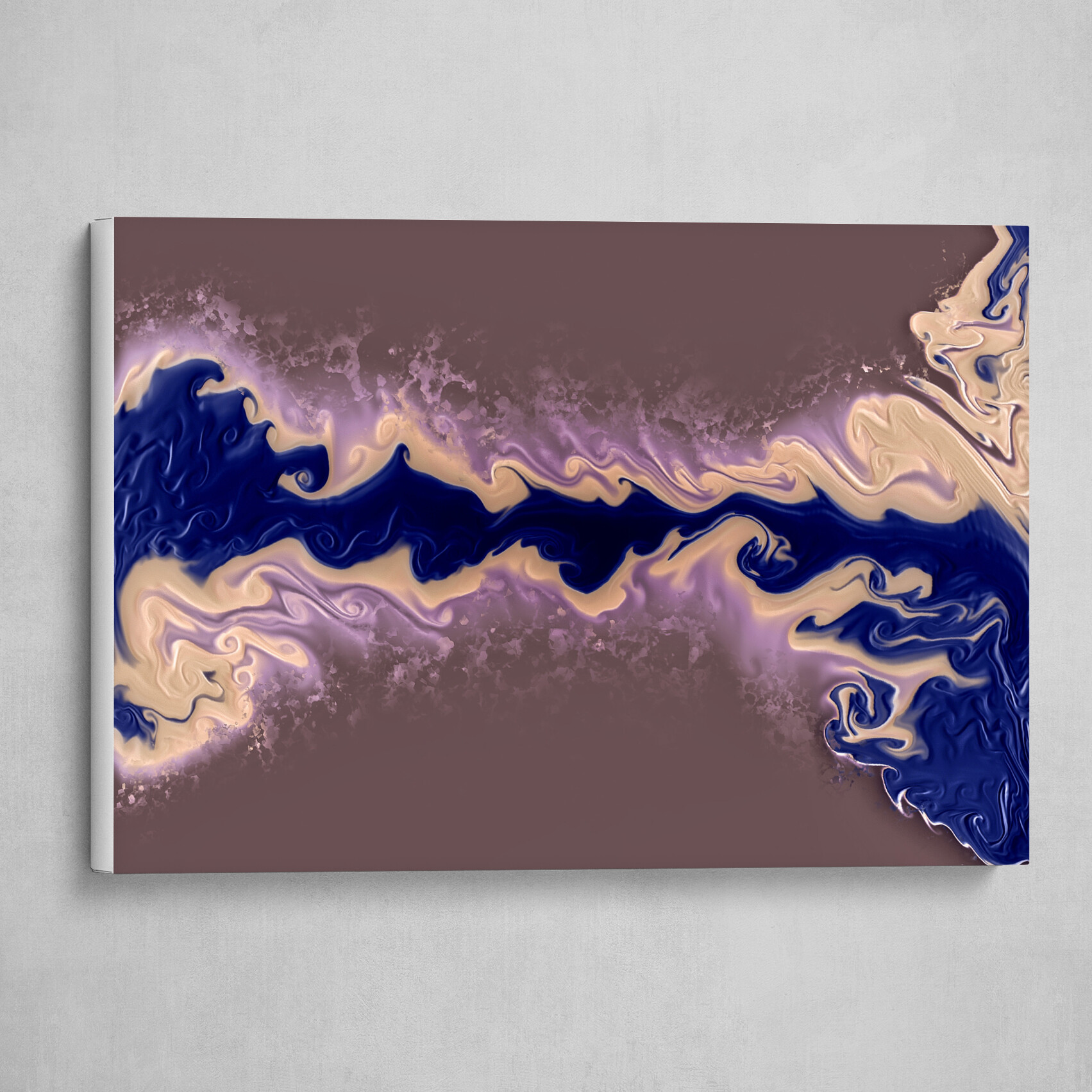 Purple Blue and Tan fluid pour abstract art 2