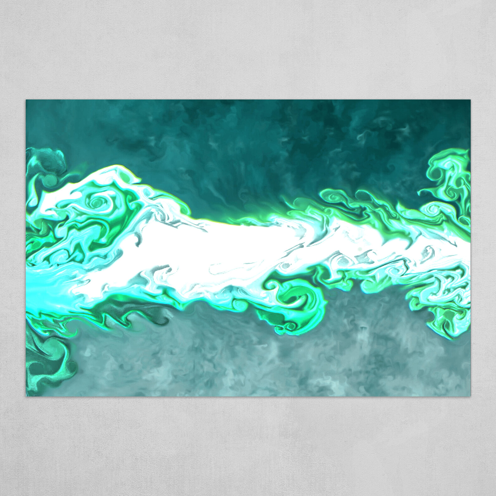 Green and Blue fluid pour abstract 1