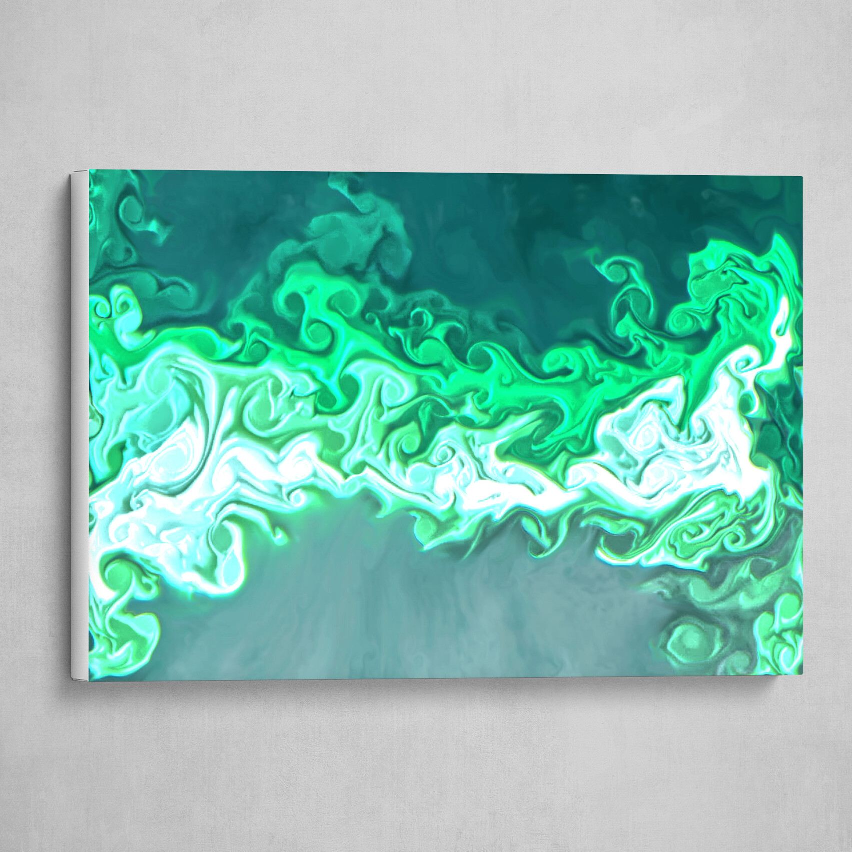 Green and Blue fluid pour abstract 3