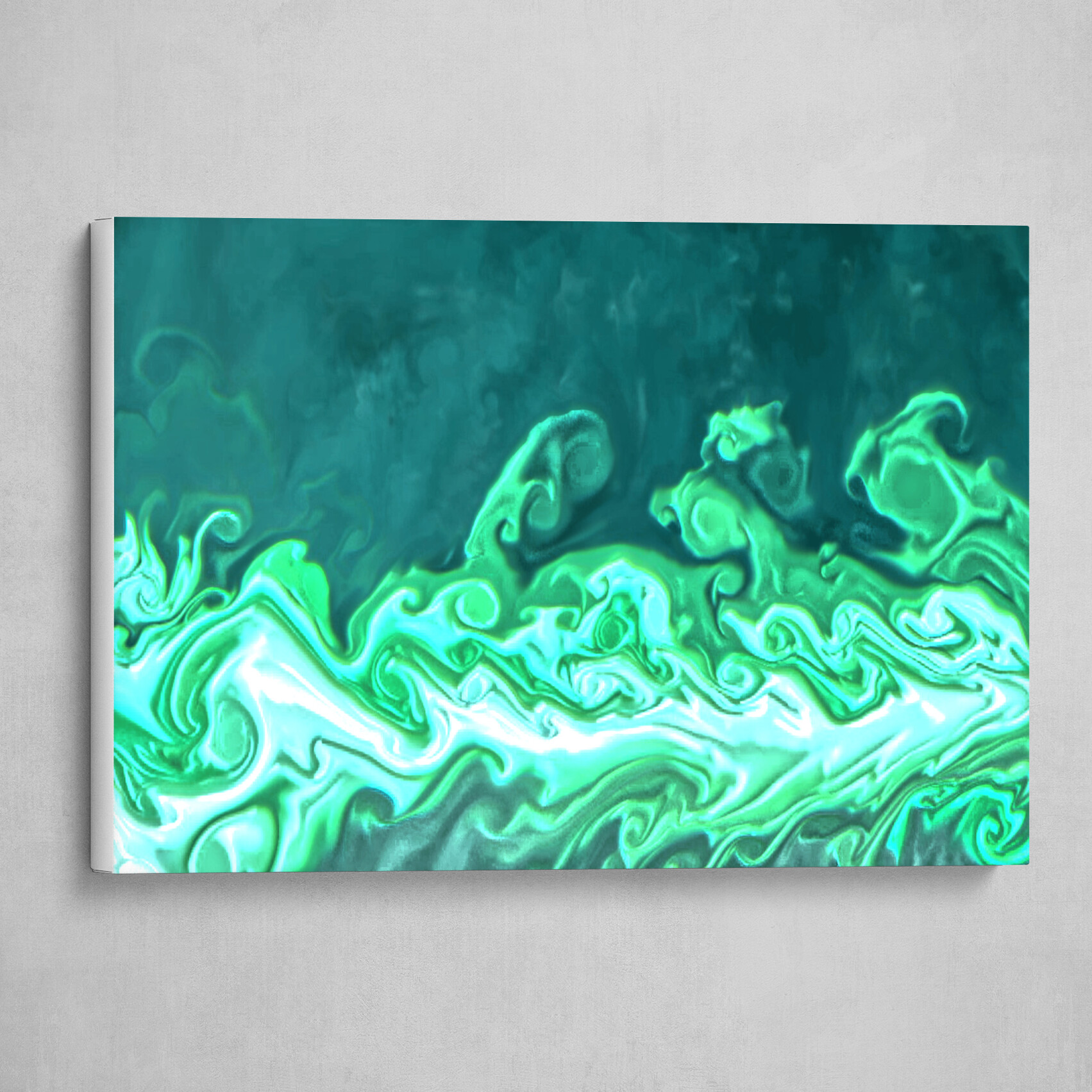 Green and Blue fluid pour abstract 5