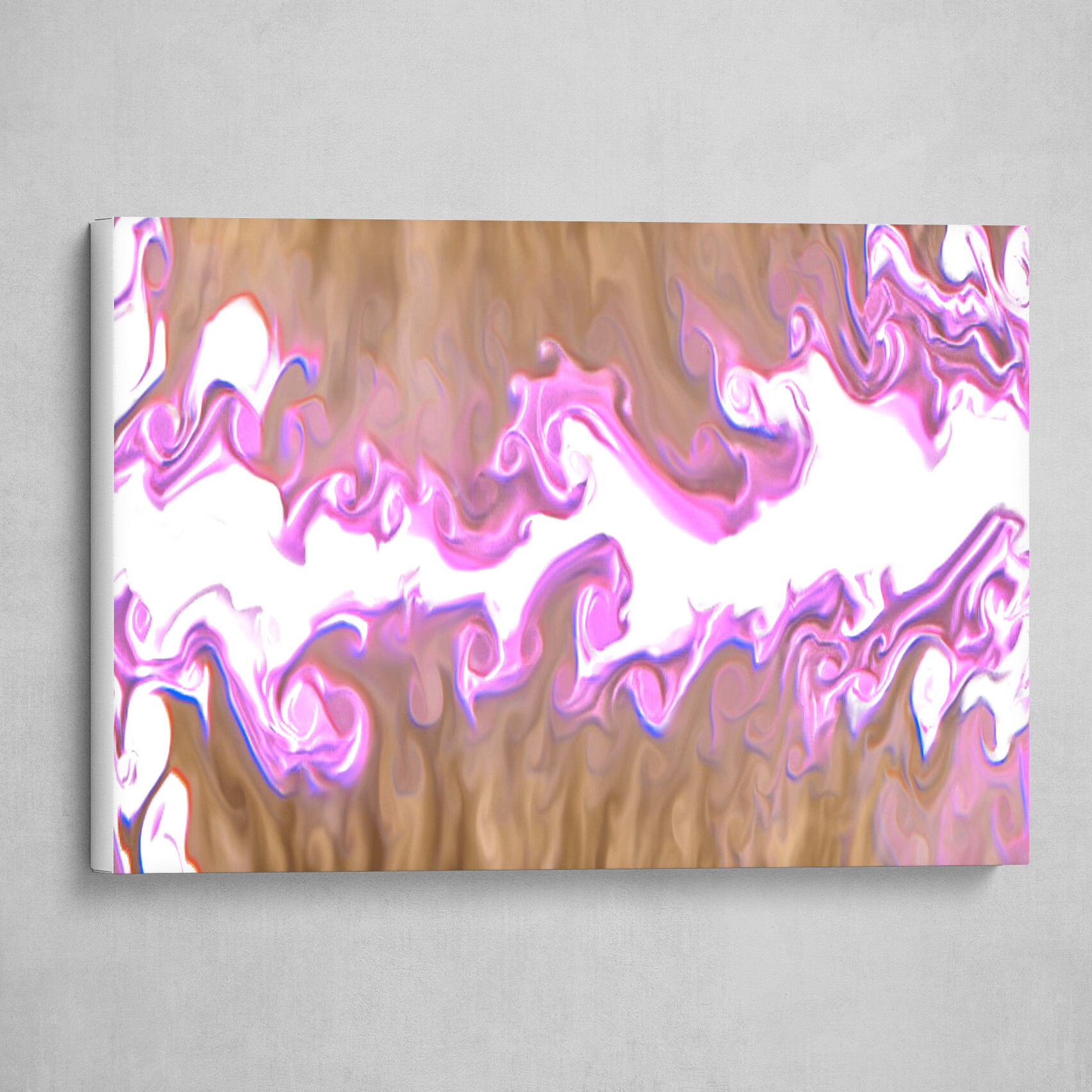 Pink Blue and Tan fluid pour abstract 5