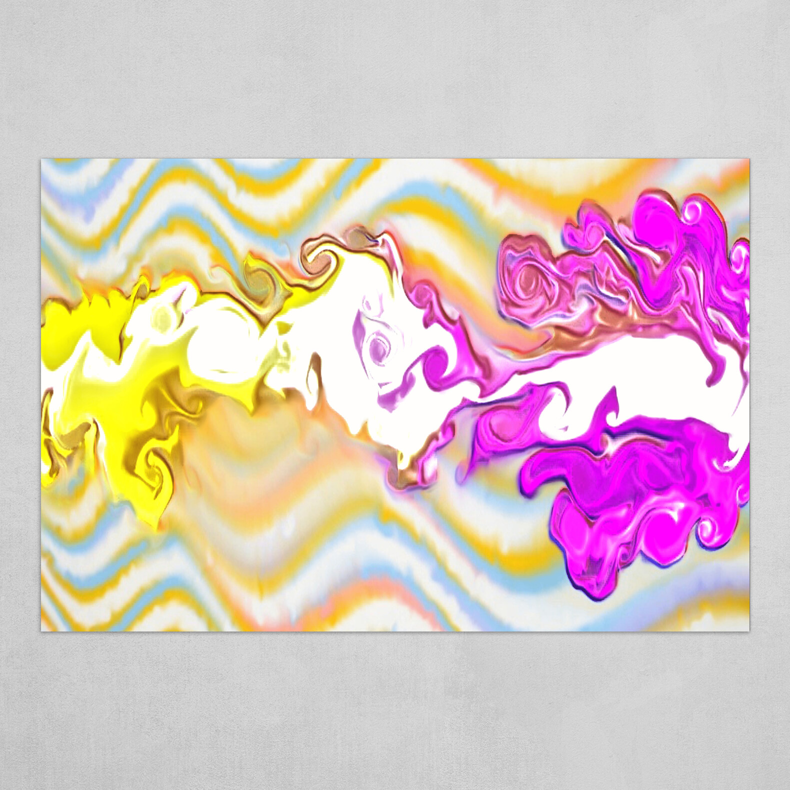 Purple and Yellow Waves fluid pour abstract 5