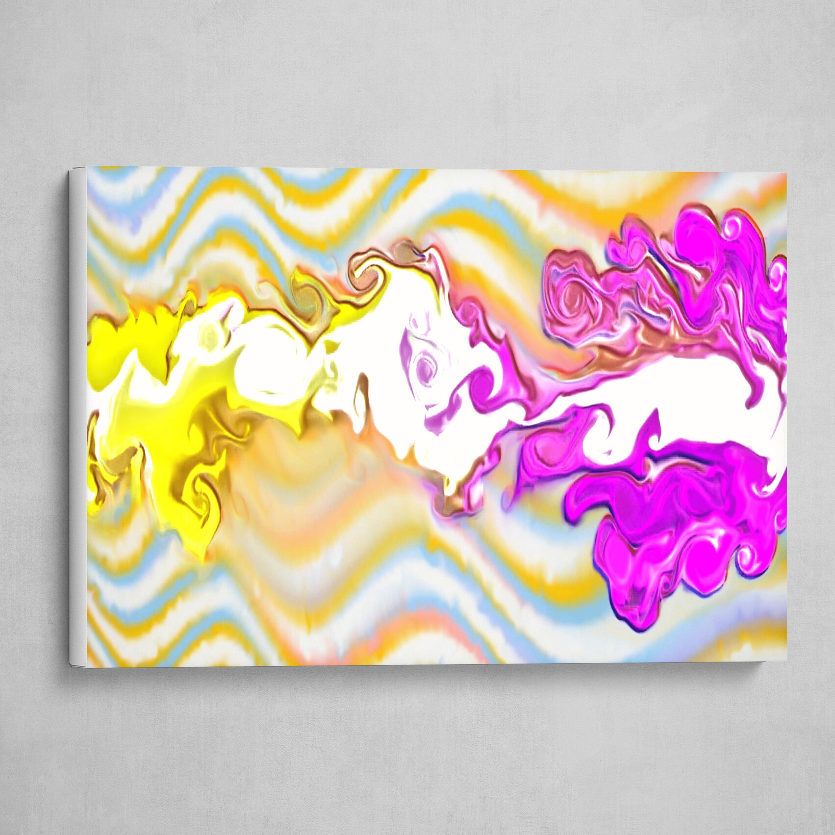 Purple and Yellow Waves fluid pour abstract 5