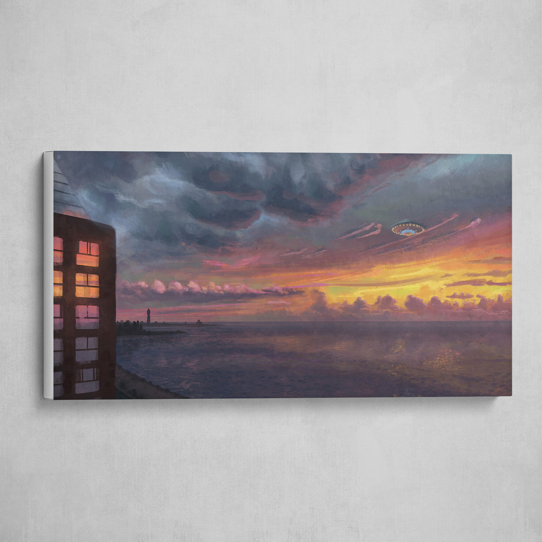 Sunset Lighthouse and UFO