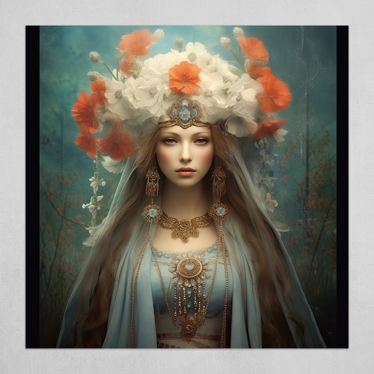 Ethereal Enchantment: A Portrait of Blossoms and Dreams