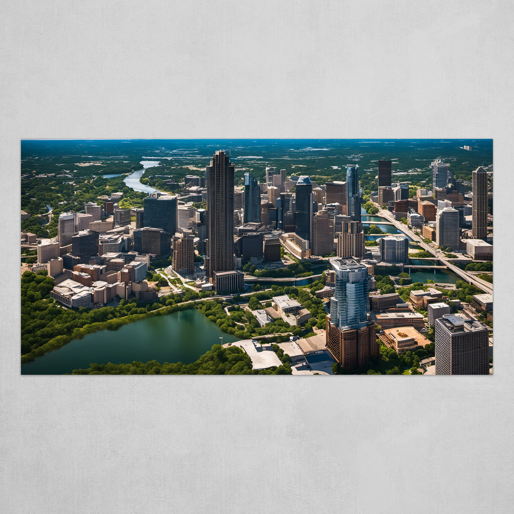 Overview of the city of Austin USA Fantasy Art by Davey AI