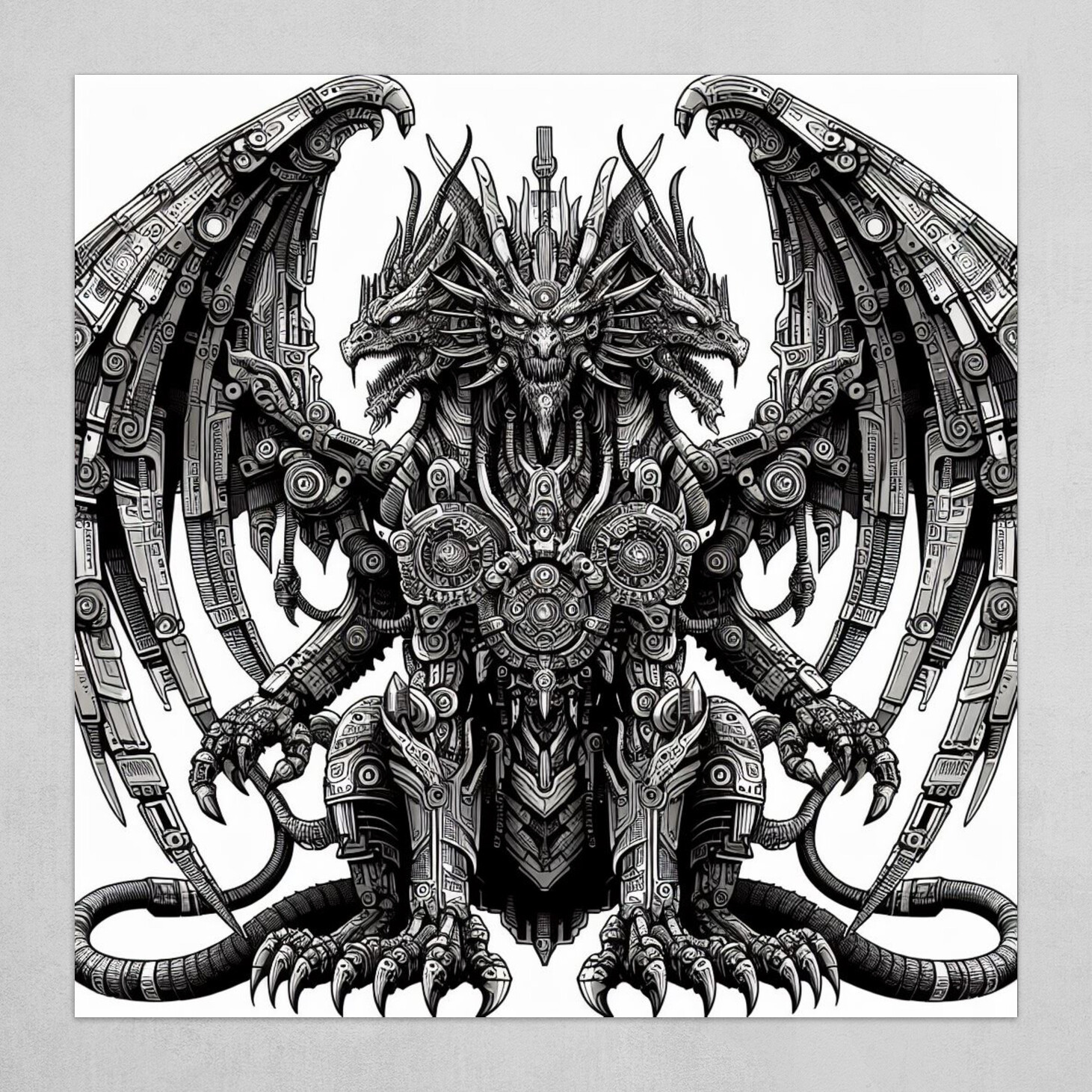 Primordial biomechanical dragon god #1 (mixed medium ai)