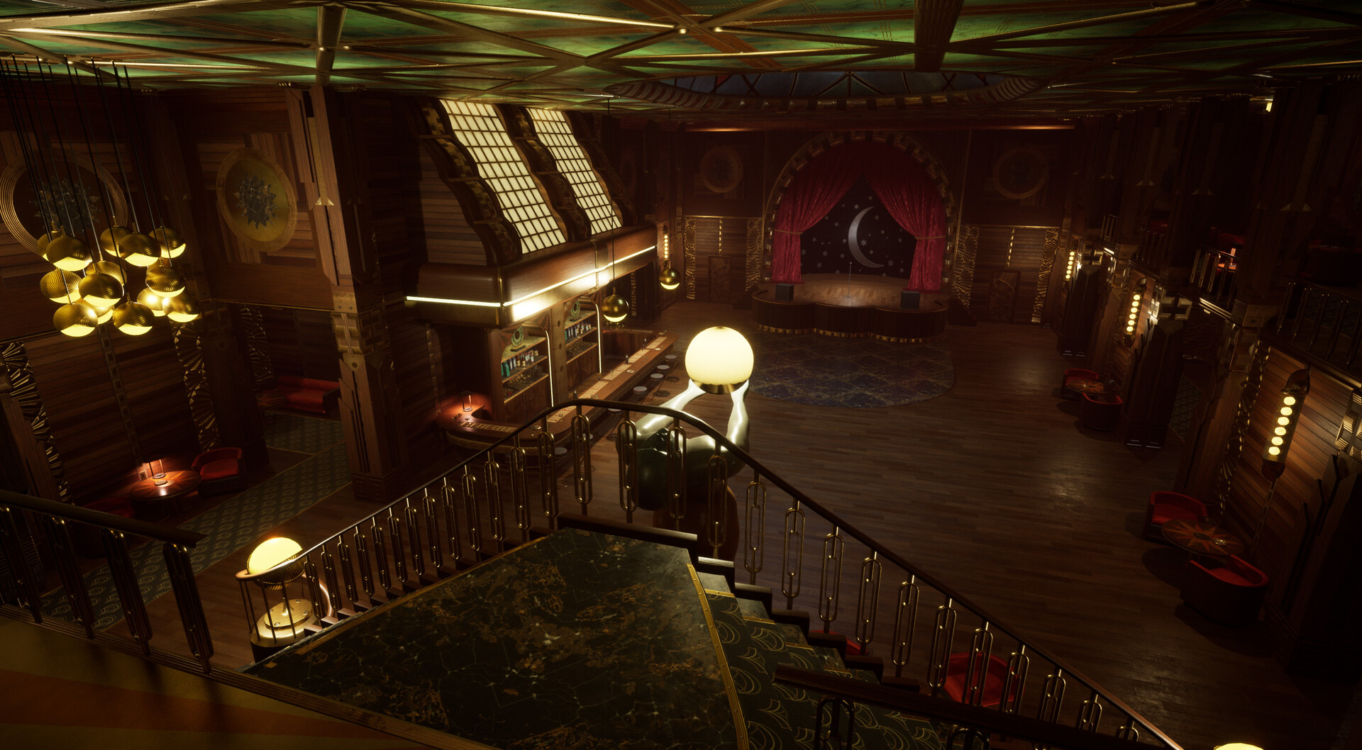 Artstation Wip Pyrite Club Ue4 Art Deco Ballroom