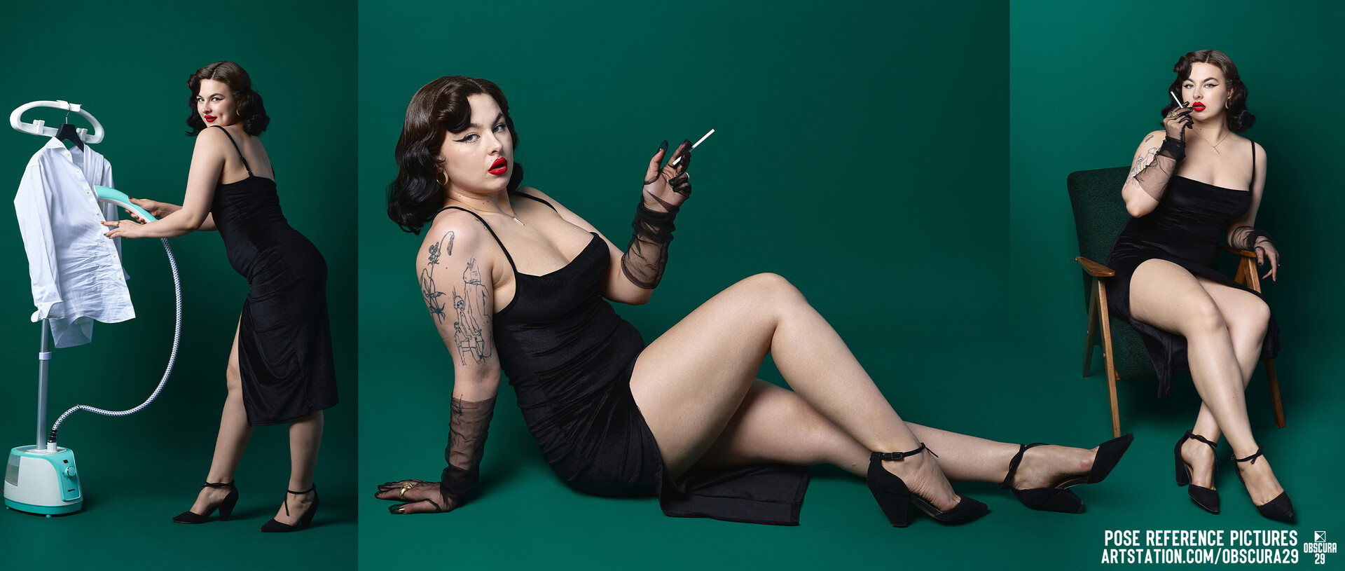 ArtStation - New Amazing Pack: Vintage Pin Up Girl Poses, image size:1920x815